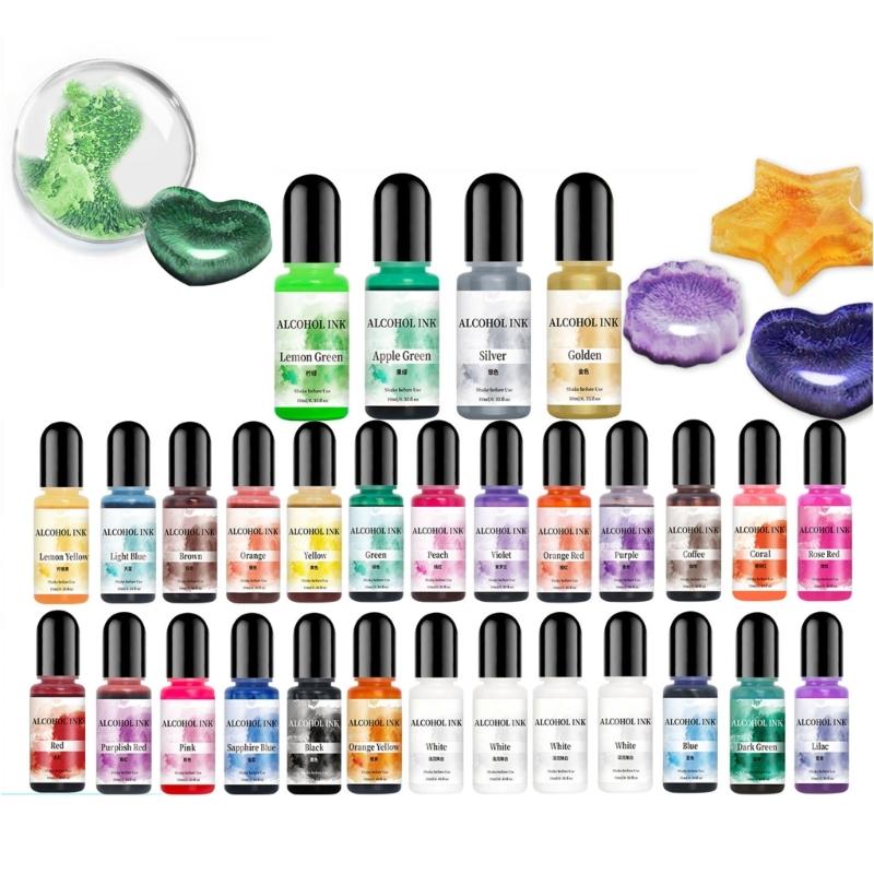 30 Color Epoxy Resin Dye Concentrated Inks Epoxy Resin Paint Silicone Texture Suitable for Resin Art and Craft Projects