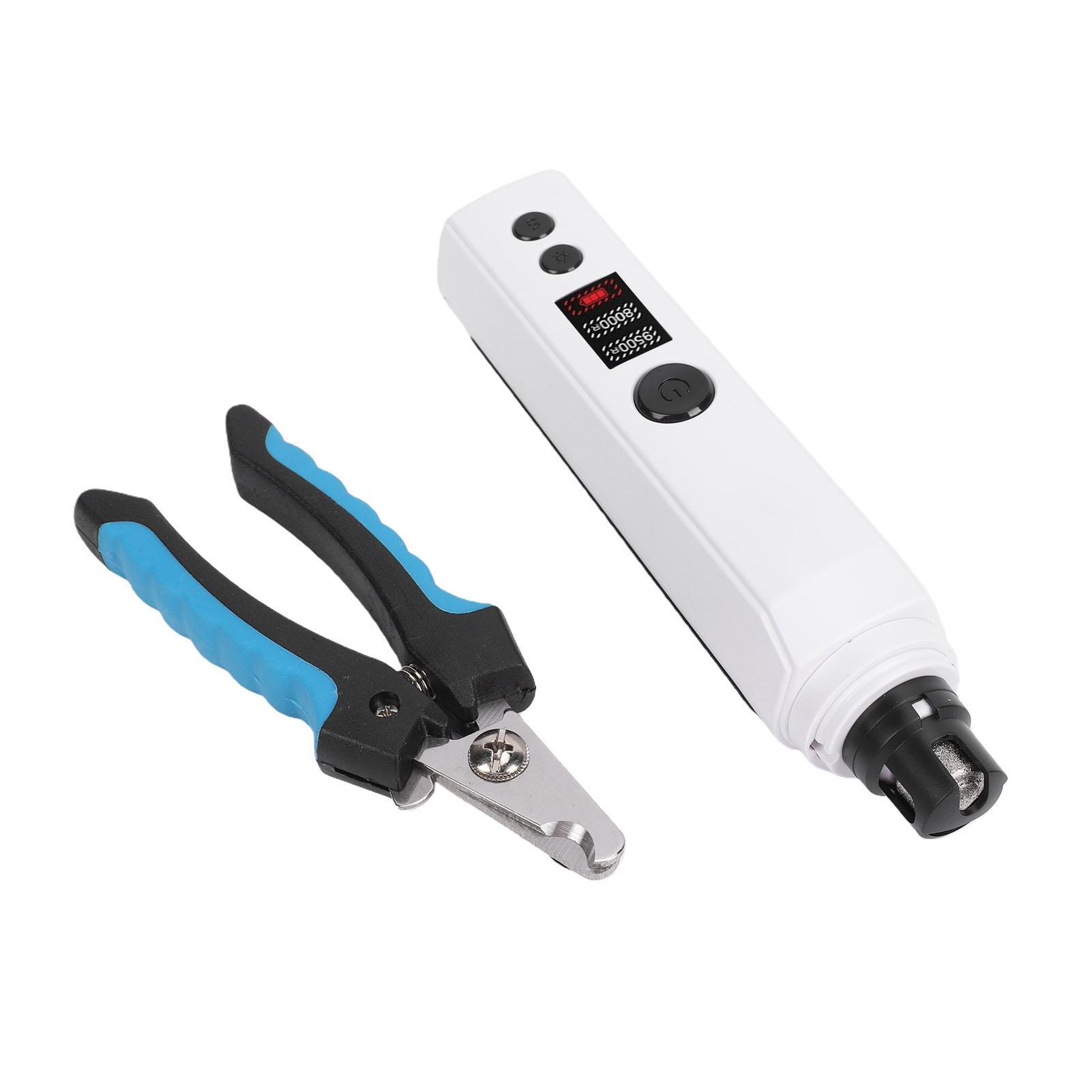 

Pet Nail Grinder with Double LED Light Anti Slip Handle Quiet Electric Dog Cat Nail Trimmer for Pet Grooming