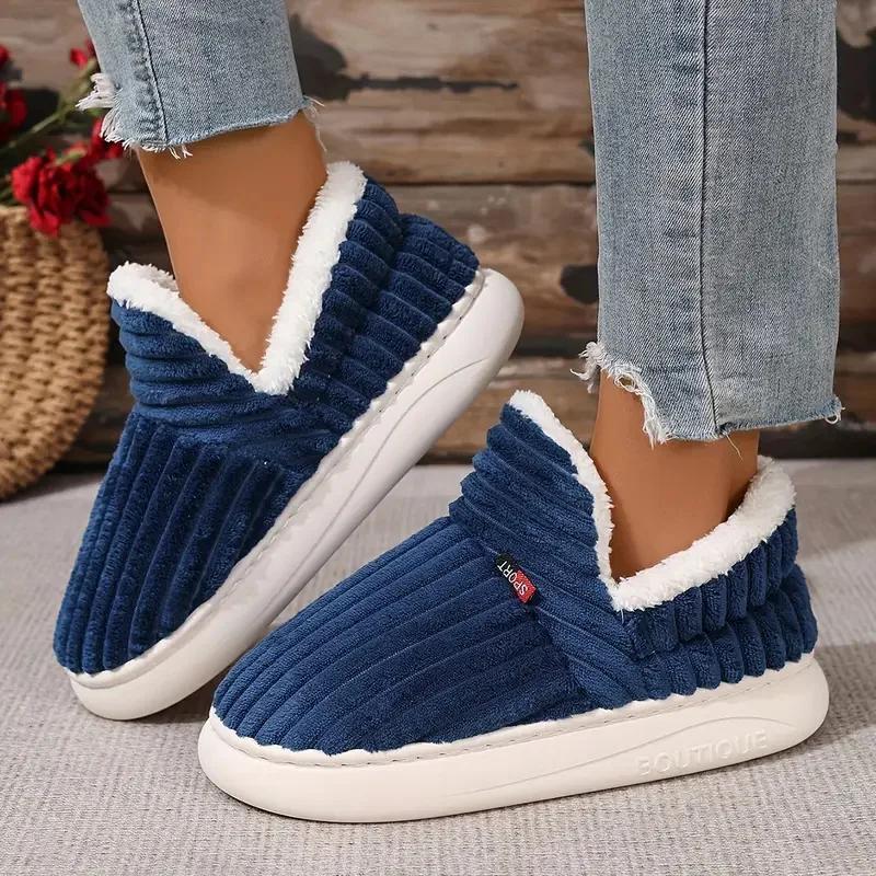 Slippers Women 2025 New Winter Furry Warm shoes Ankles Plush Cozy Slides For Home Indoor Soft Sole Cotton slides women