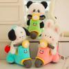 Motorcycle Plush Stuffed Animals Panda Rabbit Dog Pull The Wire Rid Motorcycle Dolls Funny Decor Toys Soft Pillow Birthday Gift