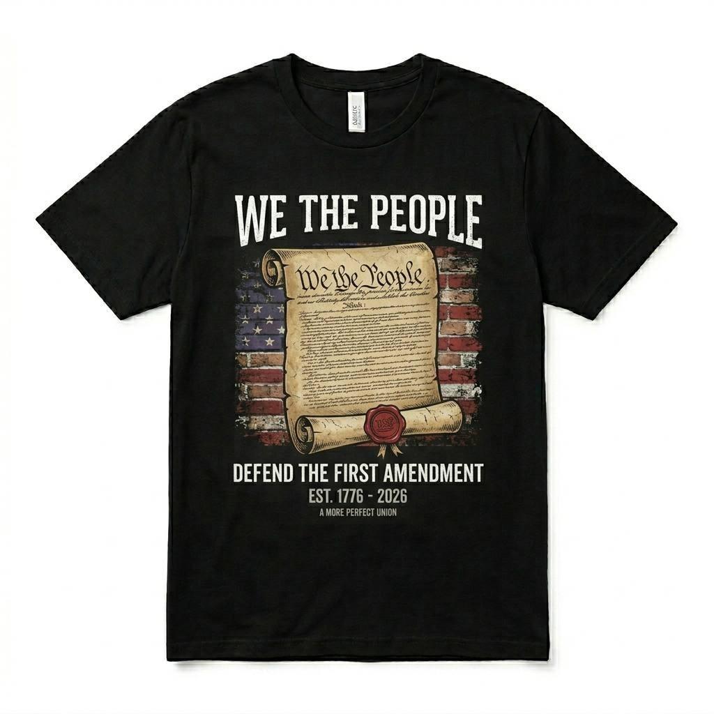 We The People T-Shirt Defend The First Amendment 1776-2026 Patriotic America M
