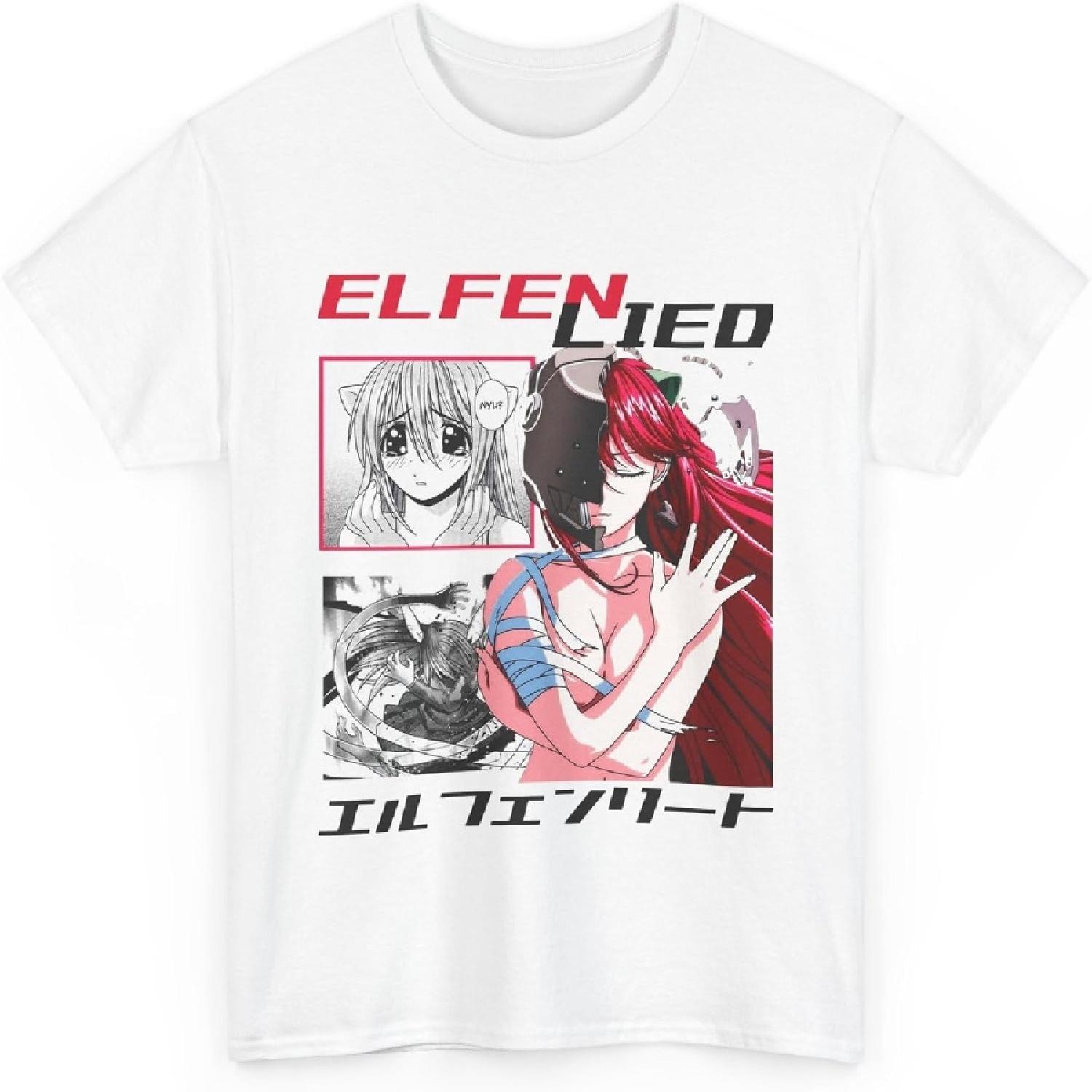 

Аниме Elfen Lied Люси Футболка Мерч Повседневная рубашка с коротким рукавом S белый