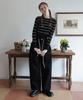 Rosiro Wide String Denim Pants Black