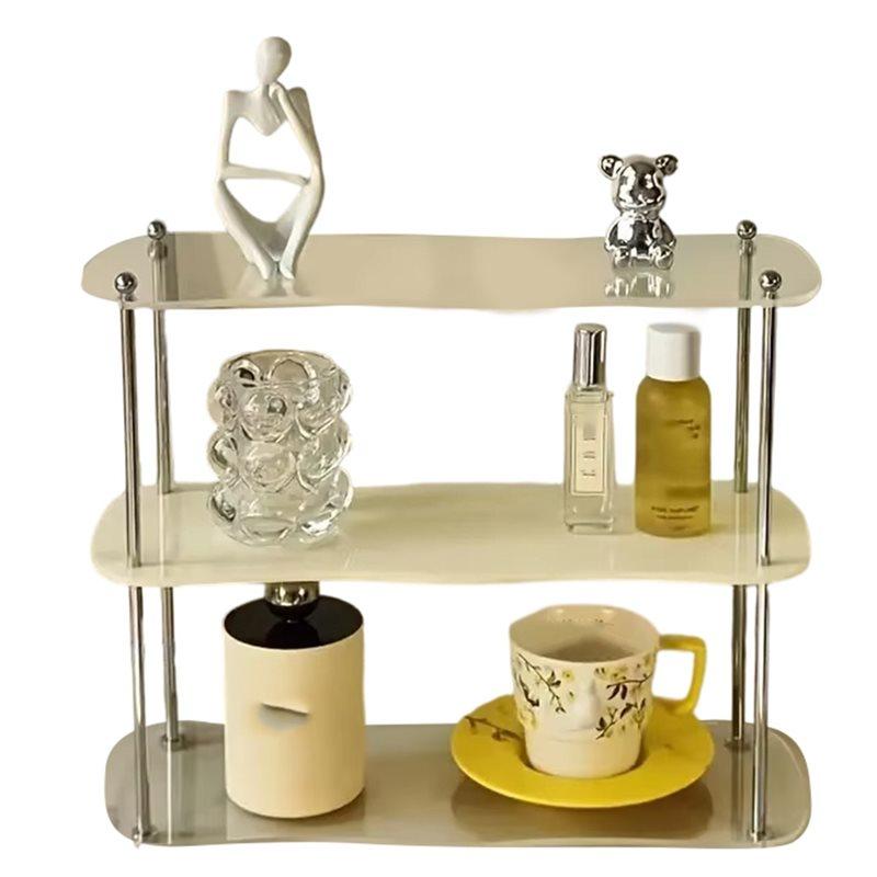 

AB34-Desktop Organizer Storage Rack 3 Rows Removable For Perfume, Jewelry And Cups Display Stand Decorative Shelf Layer