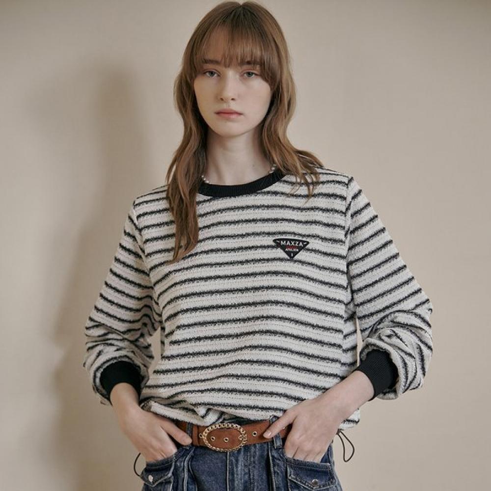 Maxza STripe Wappen Tweed Blouse T shirT ze03qT600na Ivory/FREE