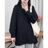 Lazy wind thickened loose cuffs button-knitted pullover sweater for women's autumn and winter medium and long inner top for women