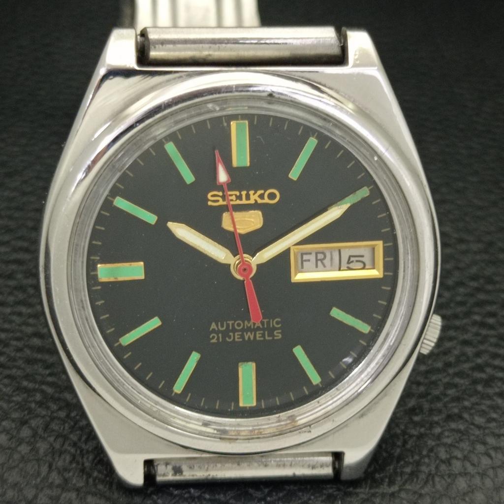 GENUINE VINTAGE SEIKO 5 AUTOMATIC 7019A JAPAN MENS BLACK DIAL WATCH a701903-5 R207-a701903