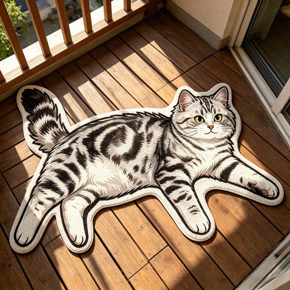 Absorbent Cat Shaped Rug Non Slip Bathroom Rug Cozy Decor Bedside Carpet Bedroom Style3