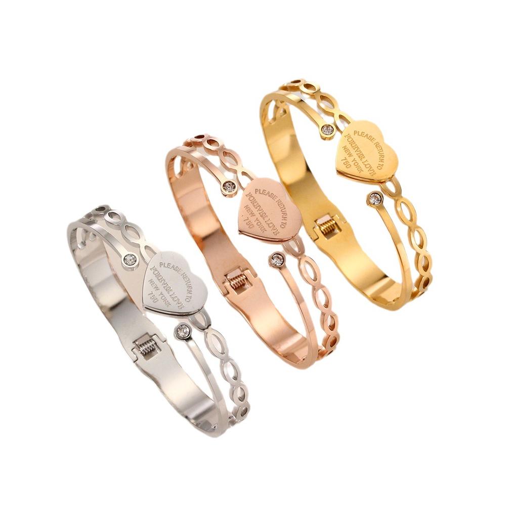 Titanium Steel Color Preserving Bracelet Personalized Heart Shaped Letter Fashionable and Minimalist Bracelet Style Handicraft