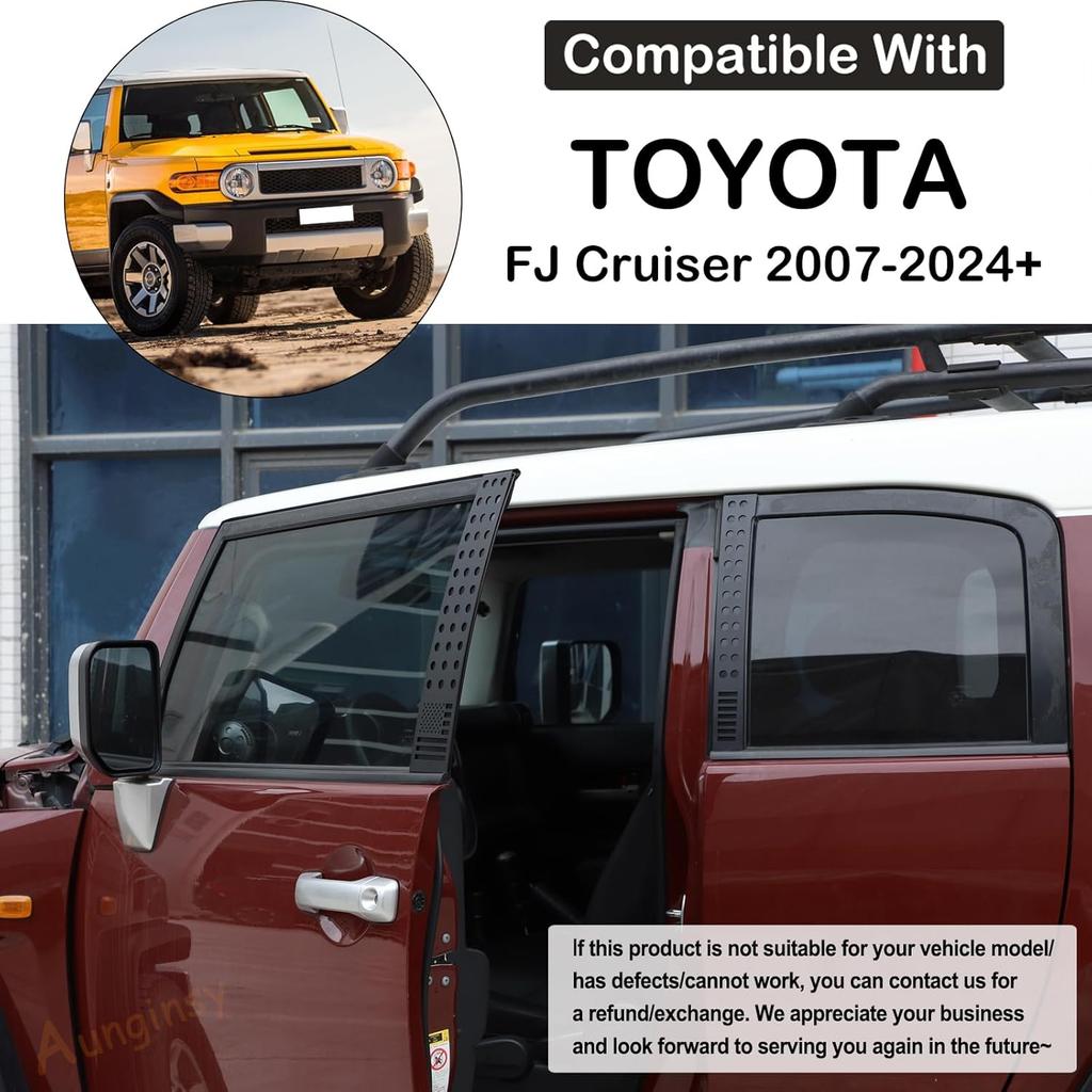Car Door Window Centerpillar Honeycomb Trim Cover Fit Toyot@a FJ Cruiser 2007-2024 Exterior Side Door Window Center Pillar Post Molding Decorative