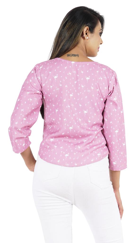 Bimba Womens 3 4th Sleeve Short Top Sweetheart Neck Top Printed Summer