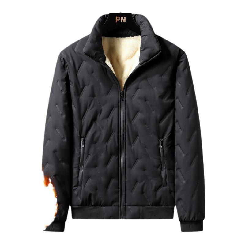 Lamb wool padded jacket men's winter stand-up collar padded jacket urban large size velvet thickened windproof warm top men