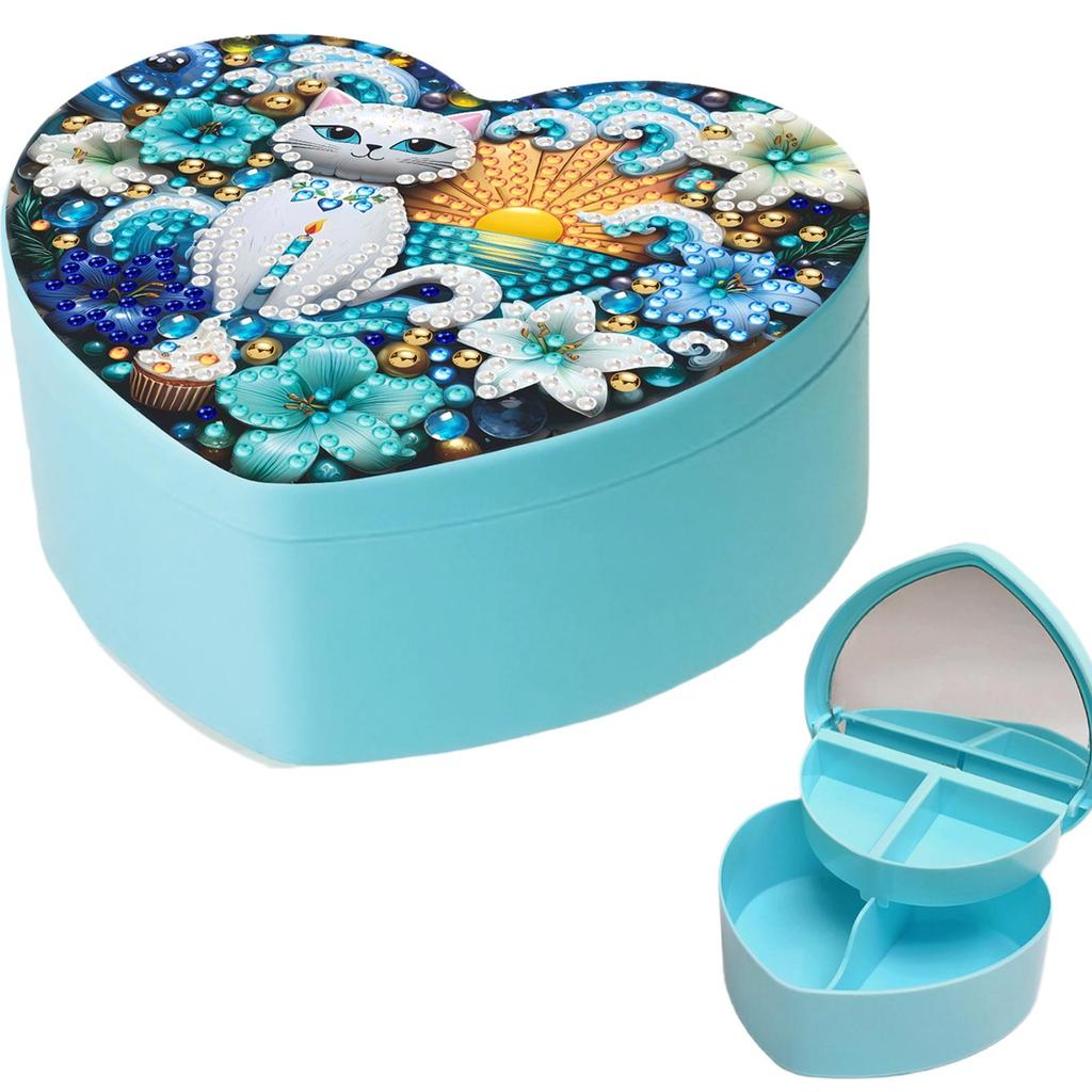 DIY Diamond Painting Handmade Storage Box Partial Drill Crystal Storage Case Kit Heart-Shaped Jewelry Box for Home Decor