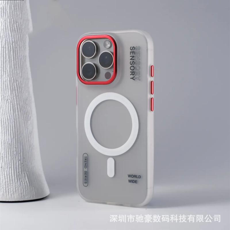 Applicable To Apple 16promax Tide Brand Magnetic Mobile Phone Case iPhone15 Metal Lens 14 Semi-transparent Anti-drop Cover 13