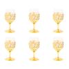 6PCS Set Vintage Wine Glasses Set Flower Embossed Pattern Transparent Glass Water Goblets