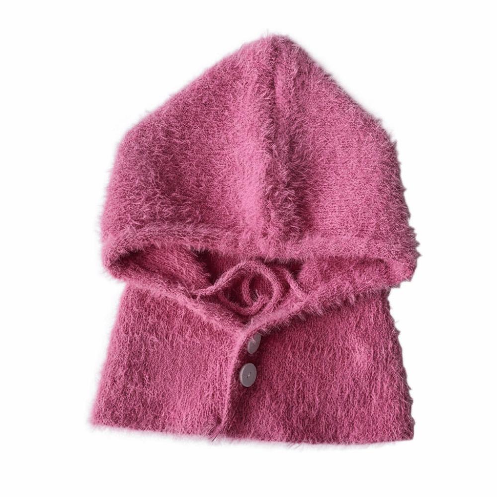 Hat and Scarf Integrated Women  Balaclava Plush Windproof Cap Knitted Beanies  Outdoor