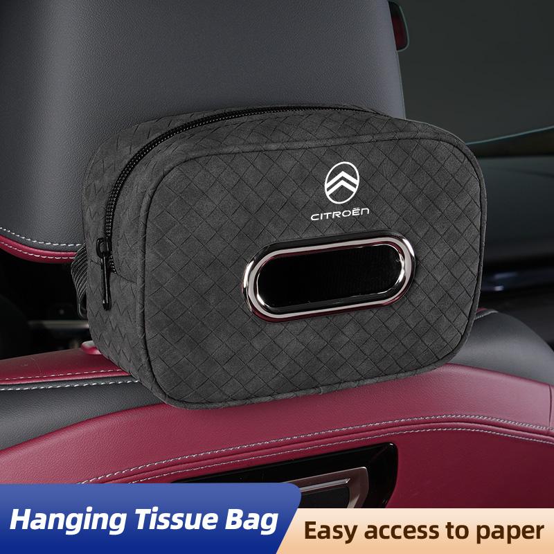 WKZA3 PU Leather Plaid Pattern Tissue Bag for Citroen C4 C3 C5 C1 C2 Berlingo Celysee Cactus Picasso Aircross Saxo Grand Car Accessory