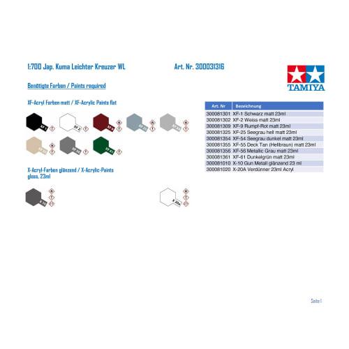 Tamiya 1/700 Waterline Series No. 316 Japanese Navy Light Cruiser Kuma Plastic Model Kit 31316