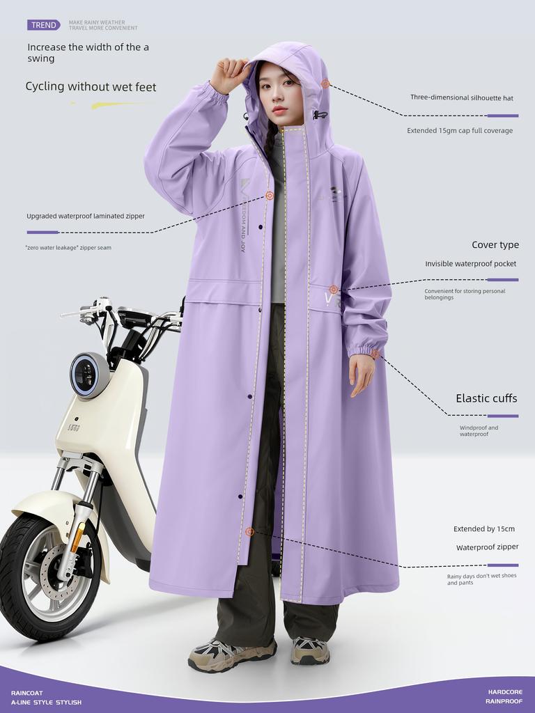 2026 New Model Electric Vehicle Raincoat for Women, Adult Long Full-Body Rain Poncho for Heavy Rain, Single-Person Electric Bike Rainwear