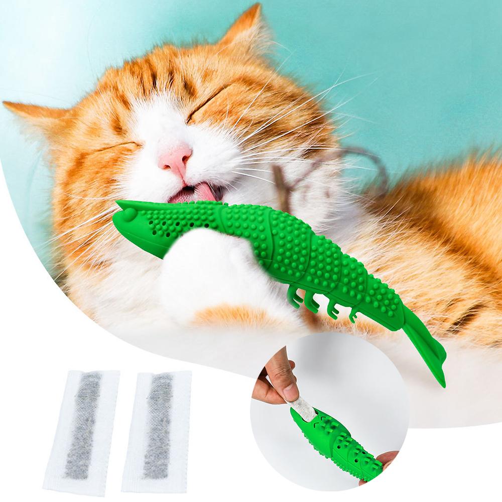 Pet Silicone Toy Cat Fish Shape Toothbrush lobster Catnip Interactive Chew Clean Teeth Toy Cats Toys Resistance