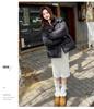 Korean Style Mid-Length Hooded Down Jacket for Women