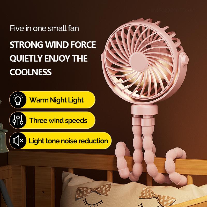 New USB Rechargeable Portable Octopus Mini Fan 3 Speed Handheld Cooling Fan With Hanger Outdoor Table Necklace Variable Styling