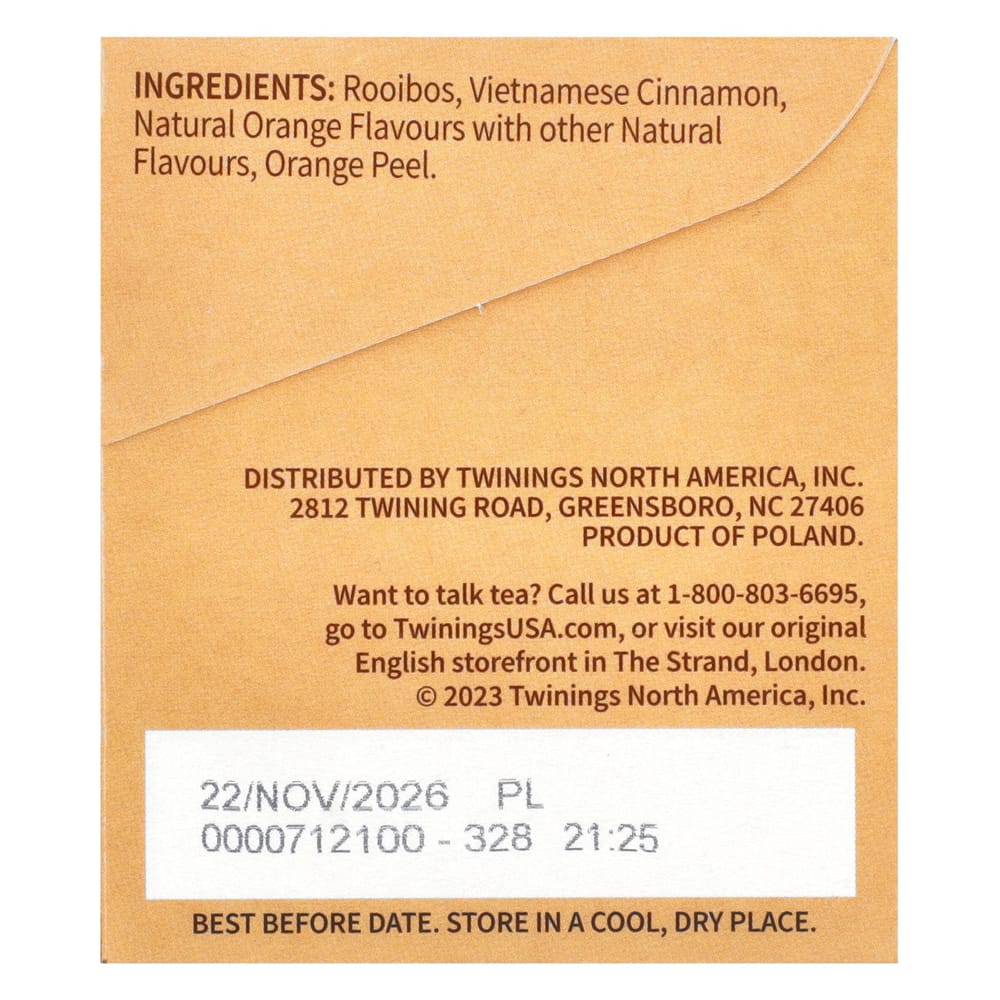 Twinings Aromatisierter Kräutertee, Orange & Zimtgewürz, Koffeinfrei, 20 Teebeutel, 40g (1.41oz)