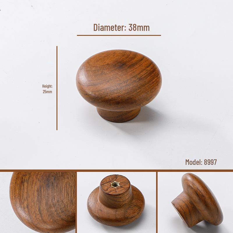 Japanese Minimalist Walnut Handle Solid Wood Cabinet and Wardrobe Drawer Handle