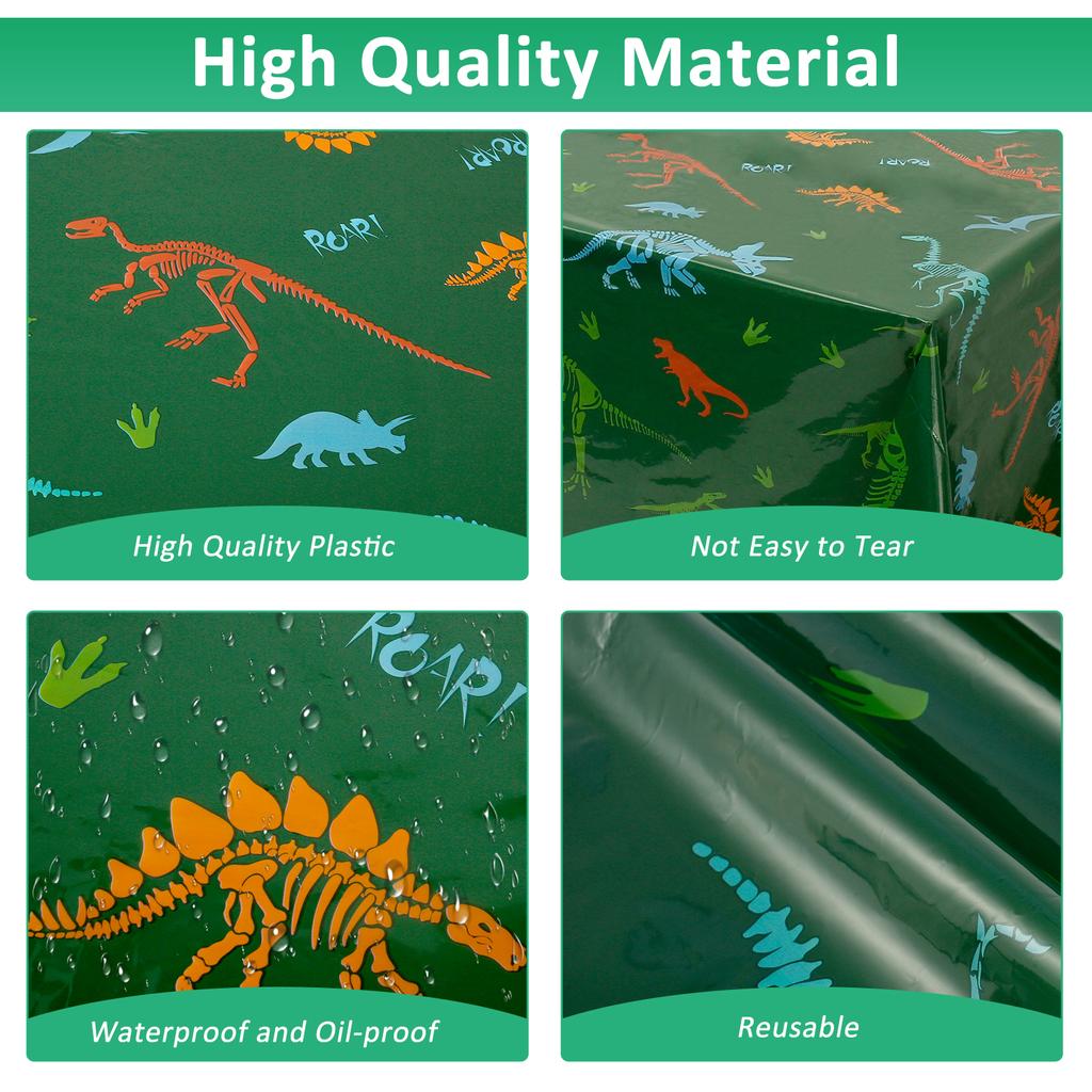 3Pcs Dinosaur Party Tablecloths Plastic Waterproof Oil-proof Reusable Decorative Dinosaur Table Covers for Kid Birthday Party