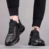 Men's shoes 2025 autumn new fashion leather casual running chef shoes soft leather running shoes men