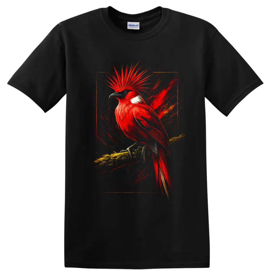 Red Crested Cardinal Bird T Shirt Tropical Wildlife Art Graphic Tee Gift Nature