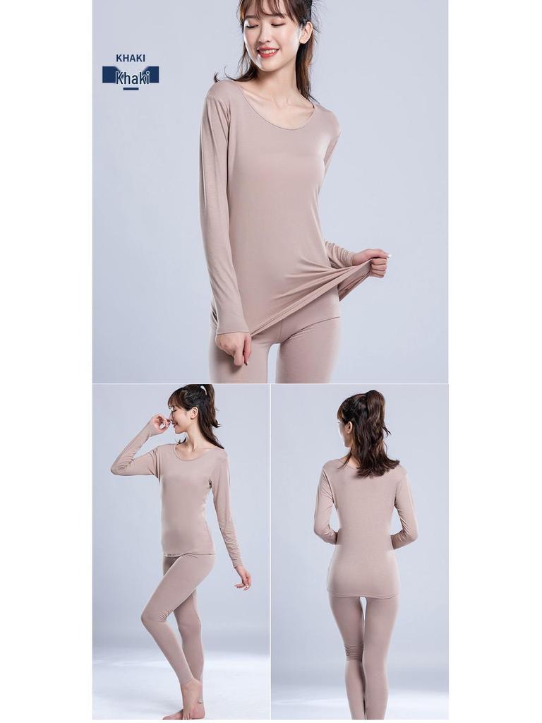 Women's Modal Body Shaping Autumn Knitwear Set: Warm Long Sleeve Top & Pants