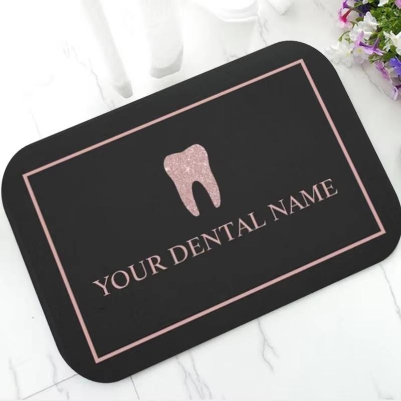 1pc WELCOME Black and White Tooth Graphic Doormat,, for Dental/Office/Clinic, for Living Room, Bathroom, Laundry Room