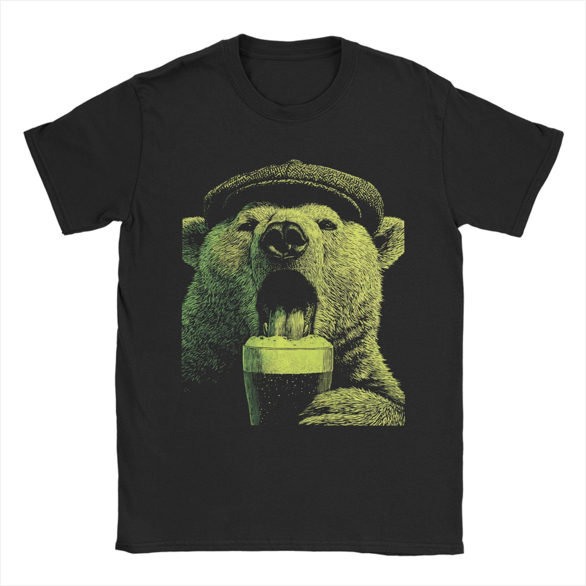 Polar Bear with Beer Animal Drinking Humor St Patricks Day T Shirts Unisexs Cotton Fashion for Unisex TShirt Crew Neck Tees S