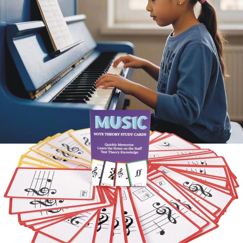 Musikerziehungskarten Lernwerkzeug Klavierakkorde Lernkarten Klaviernoten Theorie Lernkarten für Anfänger Langlebig
