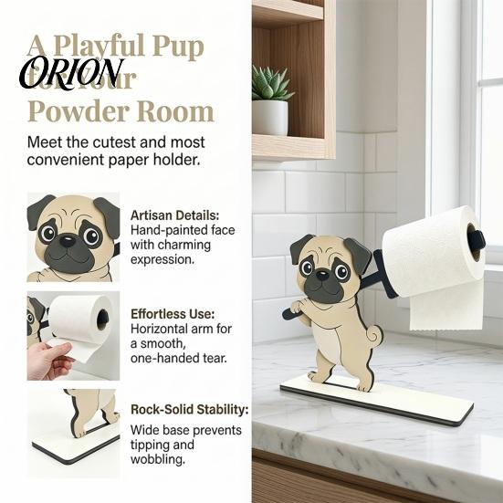 Decorazione Casa Decorativa Regalo Animali Divertenti Portarotolo di Carta Igienica in Legno, Decorazione Bagno Animale 3D, Carino Cartone Animato Stile Rustico Porta Rotolo Autoportante