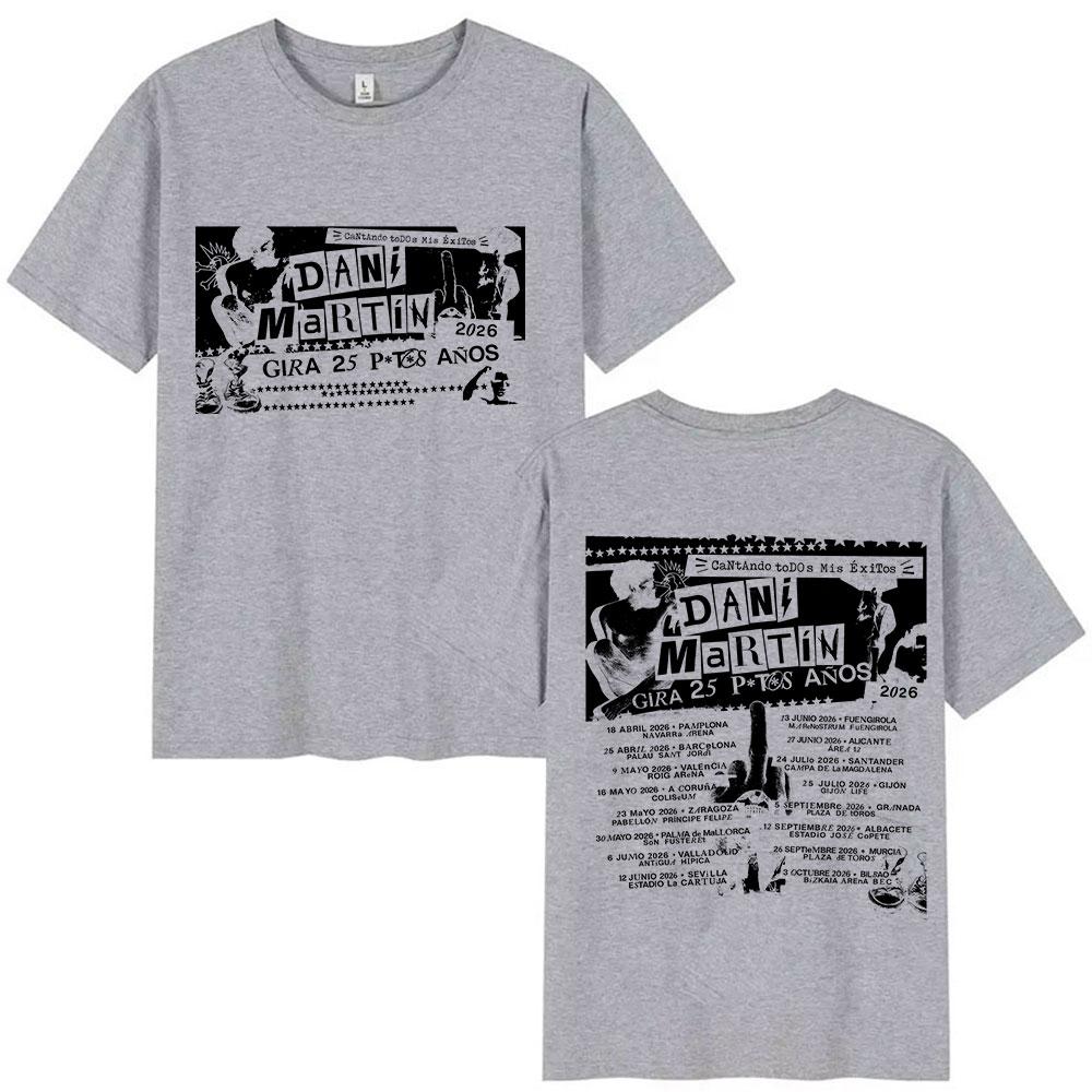 Rapper Dani Martin Tour 20252026 Graphic TShirts Men Punk Hip Hop Short Sleeve T Shirt Unisex Gothic Clothing Cotton Tshirt