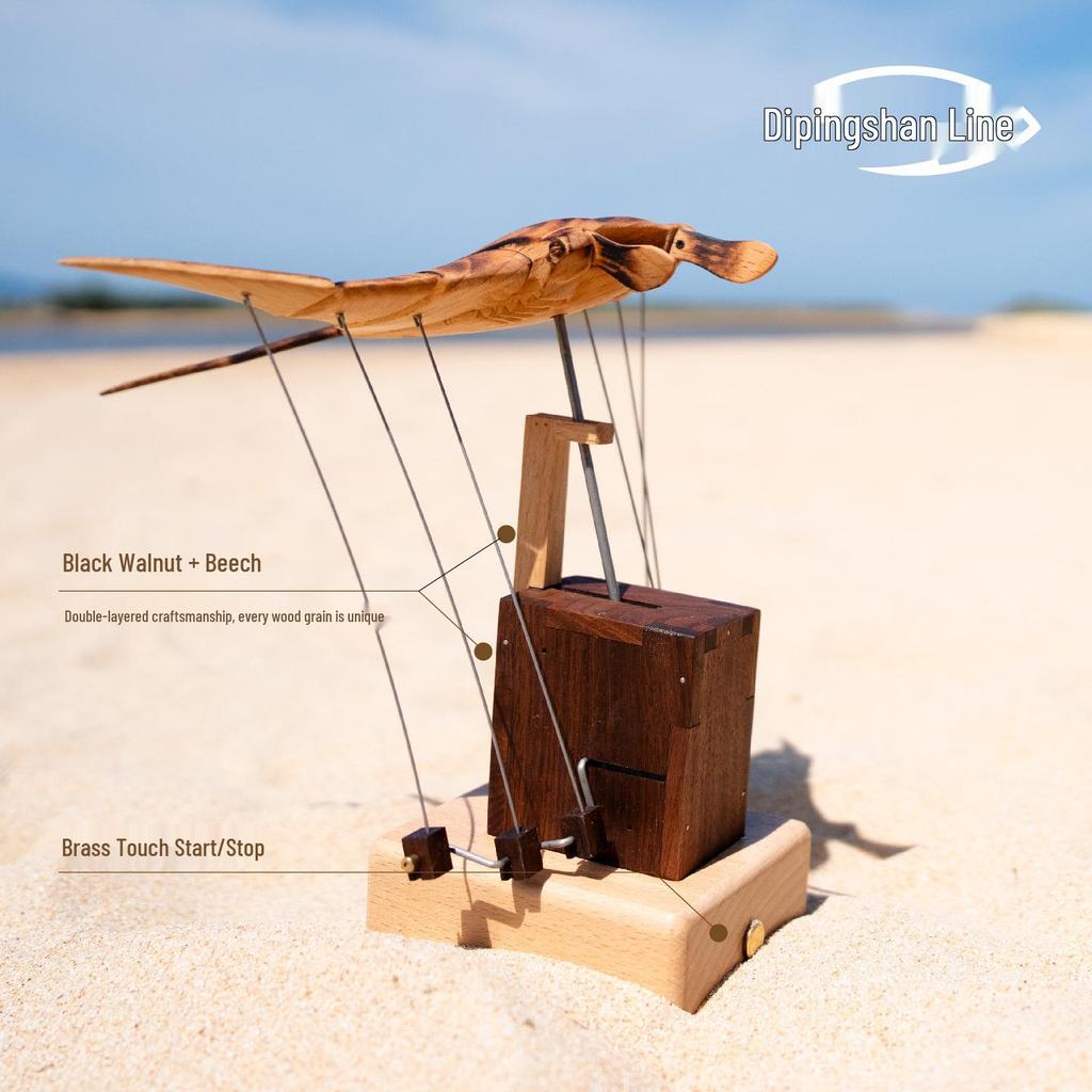 Wooden Manta Ray Dynamic Sculpture Desktop Ornament