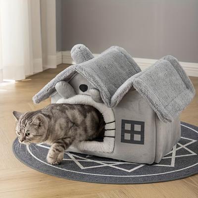 Pet Dogs and Cats Indoor Warm House Cat Litter Cozy Fleece Cabin Litter Dog Kennel
