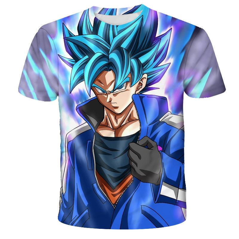 2024 Letní tričko pro kluky Dragon Ball Z 3D potisk Goku Pánská Harajuku móda Krátký rukáv Ležérní top