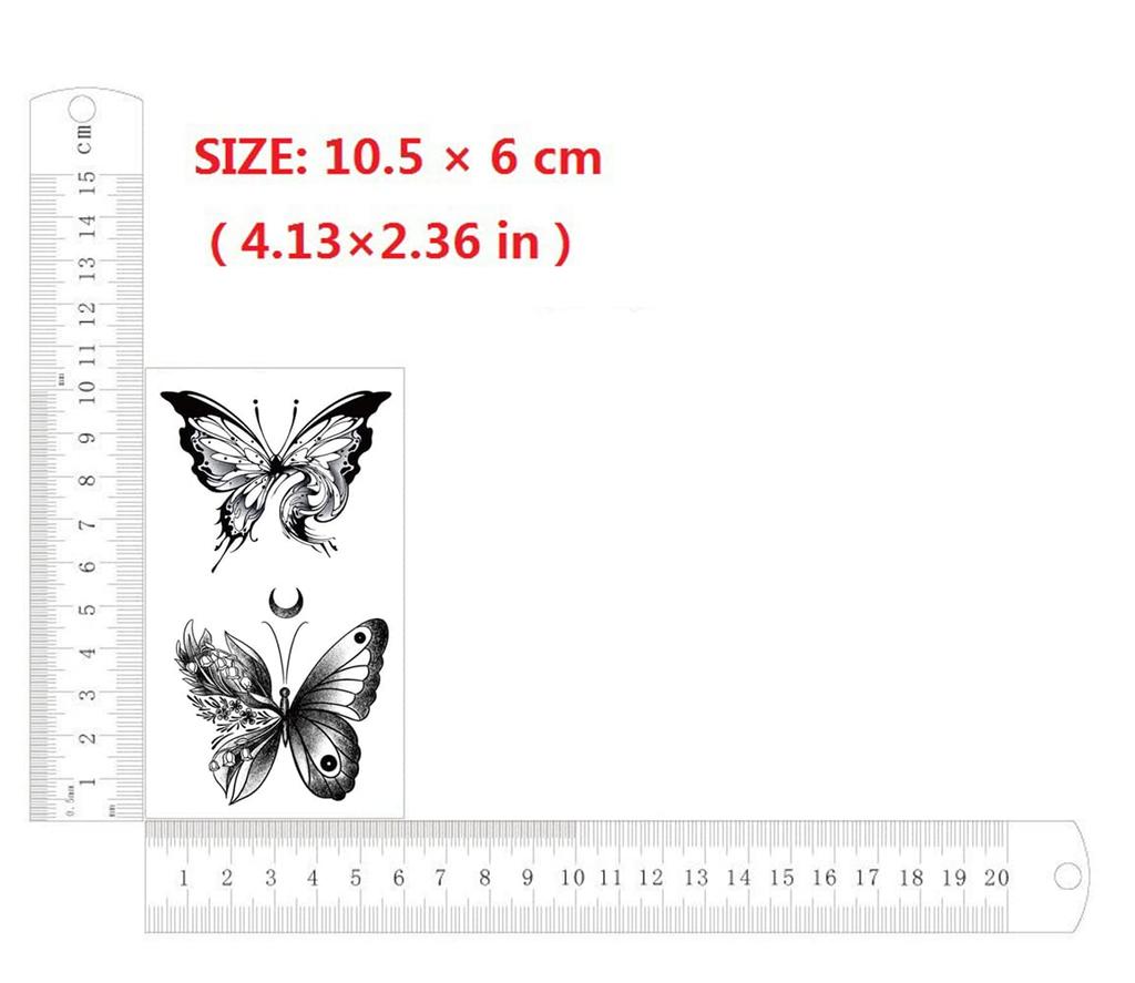 S.A.V.I 5pcs. Temporary Tattoo Stickers Combo Of Butterflies Colored and B&W Mix Designs For Girls Women Size 10.5x6cm
