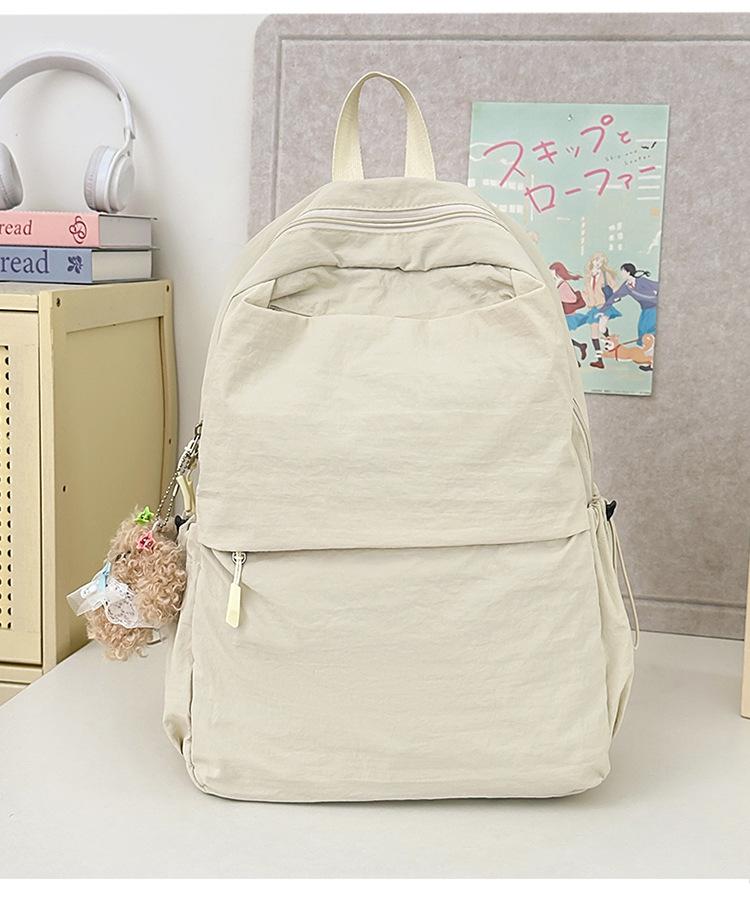 Schoolbag: Korean-style casual lightweight backpack, large capacity Harajuku backpack, solid color, minimalist, student, high aesthetic value