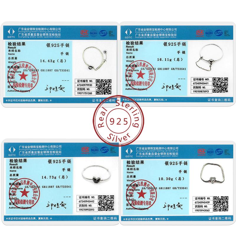 Bracelet Original 925 Silver Charm Bracelet Gold Heart Butterfly Safety Chain Bracelet 17-20CM for Women Jewelry Gifts