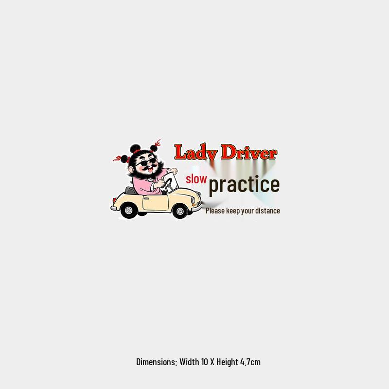 Funny New Driver Caution Sticker: Beginner Female Driver - Keep Safe Distance, Reflective & Waterproof for Rear Windshield