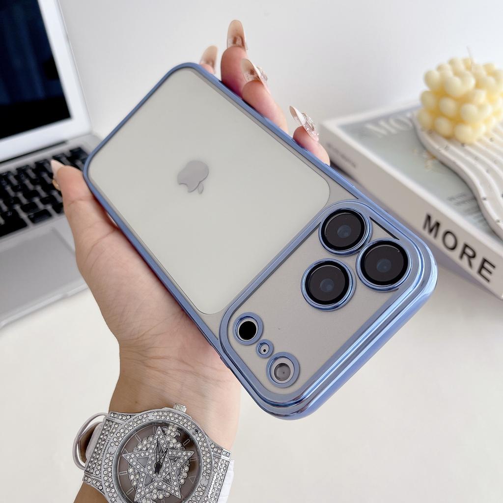 Comes with lens film, suitable for iPhone17ProMax electroplating mobile phone case, Apple 16 transparent tpu soft protective case