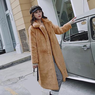 Women Autumn Winter Furry Warm Fur Outerwear Loose Faux Fur Rabbit Long Jacket Casual Thickened Fur Coat