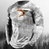 Men's Eagle Graphic Print Casual Long Sleeve T-Shirts Autumn Streetwear 3D Animal Print Hip Hop Tops