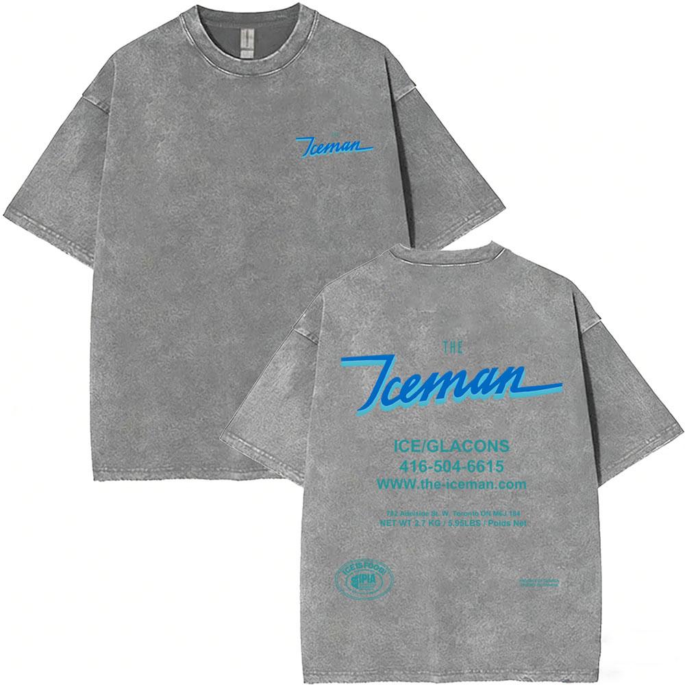 Gewaschenes Vintage Rapper Drake ICEMAN Freeze The World 2026 T-Shirt Herren Damen Mode Hip Hop Übergroße T-Shirts Herren Streetwear