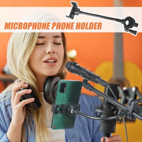 Smartphone Holder for Microphone Stands | Smartphone Holder for Music Stands, Adjustable Gooseneck Arm, Smartphone Mount for Studio and Drum Performan