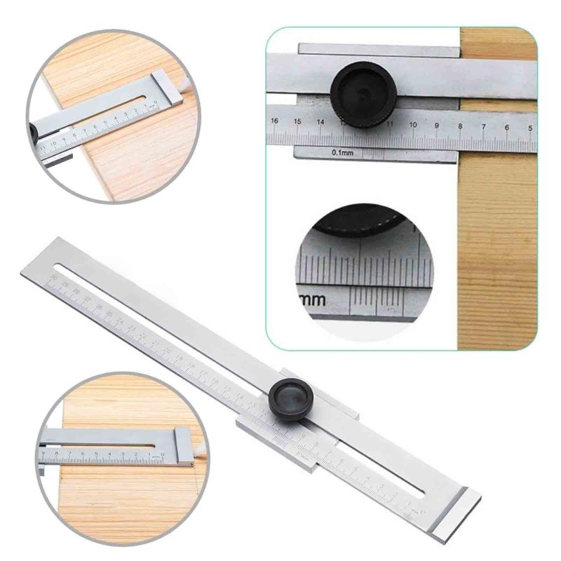 Precision Marking Gauge Stainless Steel Scribers with Measuring Scale 300mm Measuring Ranges Marking Gauge Tool